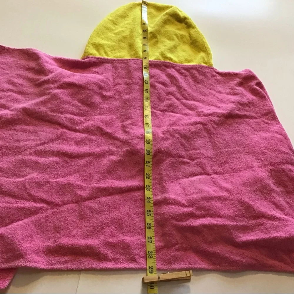Pink Princess Hooded Bath Towel Toddler Girl Yellow Mittens Appliqué Crown